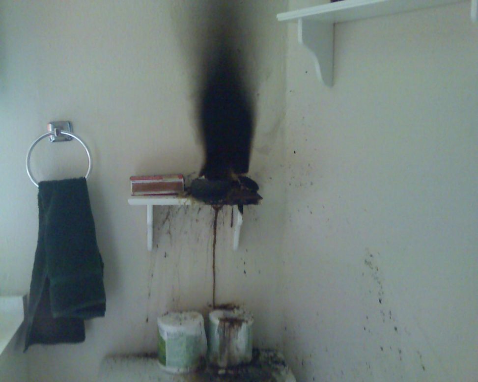 The one where the bathroom wall caught on fire - Photos from Chris Hardie